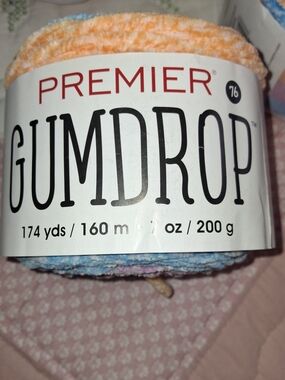 Premier Gumdrop Plush Yarn in Pastel Orange and Blue